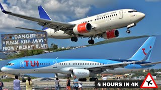 4 Hours of Insane Plane Spotting at Skiathos the 2nd St Maarten Low Landings amp Jetblasts 4K 2021 [upl. by Nibas]