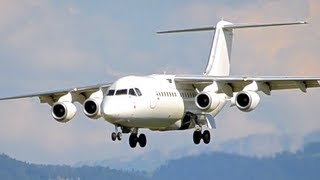 Steep Approach  BAe 146200  Avro RJ85 Landing in Berne HD [upl. by Aligna875]