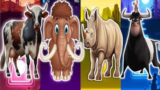 Cow🐂 🆚 Mammoth🐘 🆚 Rhino🦏 🆚 Ferdinand 🐃  Tiles Hop [upl. by Chastity]