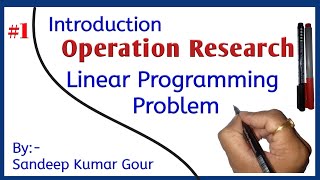 operations research introduction and linear programming problem  lecture1 [upl. by Leesen]