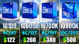 i3 10100 vs i5 10600K vs i7 10700K vs i9 10900K [upl. by Nyvets]