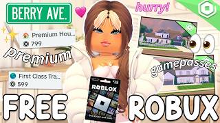 GIVEAWAY FREE ROBUX CODE BERRY AVENUE PREMIUM AND GAMEPASSES [upl. by Leisam]