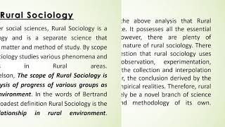 Nature amp Scope of Rural Sociology [upl. by Einalem184]