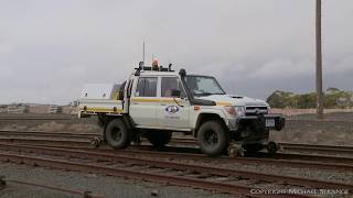 HiRail Vehicle Transitions From Road To Rail  PoathTV Australian Trains amp Railways [upl. by Aldon]