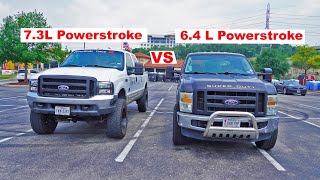 64L Powerstroke VS 73L Powerstroke Race amp Sound Test [upl. by Renat33]