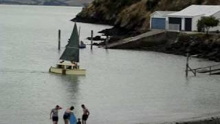 Michalak Philsboat Sailing into Cass Bay Lyttelton Harbour New Zealand [upl. by Tasiana]