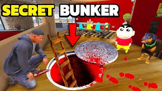 Franklin amp Shin chan Opened a Secret Bunker inside his house in GTA 5 in Telugu [upl. by Adlemi]