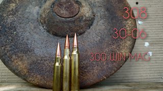 308 3006 and 300 WIN MAG VS Cast Iron Plate [upl. by Acinomahs]