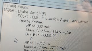 16955 Brake switch F P0571  008  implausible signal  Intermittent loss of power limp mode [upl. by Wehner147]