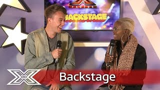 The X Factor Backstage with TalkTalk  Roman Kemp catches up with Gifty Louise [upl. by Dickie]