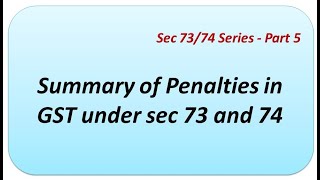 Summary of Penalties in GST us 73 and 74 Click to know when 100 penalty can be imposed in GST [upl. by Raybin856]