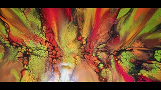 851 Giant Deconstructed Bloom Acrylic Pour Painting in Fall Colors with Resin [upl. by Ainegul]