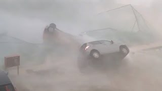 Cyclone Topples Cars in India [upl. by Eiclek23]