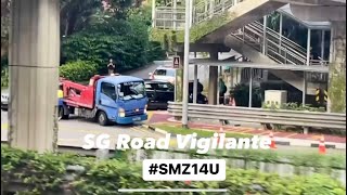 15mar2024 upper serangoon road SMZ14U porsche macan crashed into overhead bridge [upl. by Malchus82]