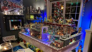 Christmas Village with Model Train Layout Tour Featuring Lionel Polar Express Department 56 Lemax [upl. by Pippa]