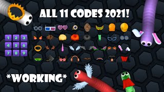 Slitherio  ALL 11 NEW CODES 2021  CROWN  WINGS  BUNNY EARS WORKING 32 cosmetics  k3lp [upl. by Voorhis]