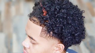 CURLY TAPER FADE HAIRCUT  CRISPY LINEUP [upl. by Buxton186]