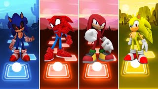 Spider Man Sonic 🆚 Super Sonic 🆚 Sonic Exe 🆚 Knuckles Exe Sonic  Sonic Tiles Hop EDM Rush [upl. by Charleen]