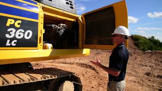 Komatsu PC360LC11 hydraulic excavator  preoperation inspection [upl. by Ardnosak]