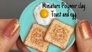 Miniature Bread toast with egg Polymer Clay Tutorial [upl. by Ainoyek]