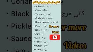 Name of Eatable Things in the English with Urdu Meaningsvocabularywordsenglishvocabularyenglish [upl. by Ferrand]