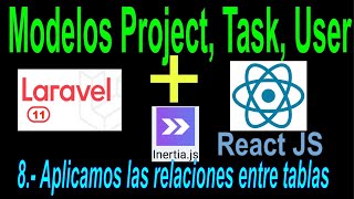 8 Laravel 11 React Js Modelos relacion entre tablas Project  Task  User [upl. by Lexi]