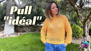 PULL quotIDÉALquot TUTORIEL CROCHET FACILE ET SUPER TENDANCE crochet вязание knitting tutocrochet [upl. by Eilrahs]