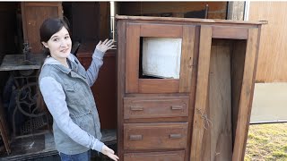 The journey of an armoire from mouse house to storage pantry  Vintage wardrobe furniture makeover [upl. by Iroj]