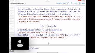 Lecture 3  Introduction to martingales on discrete probability spaces by Prof Rajeeva Karandikar [upl. by Gonsalve]