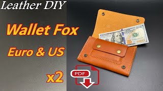 PDF Pattern  Leather Wallet FOX Euro amp US  Leather Craft  DIY Portemonnaie aus echtem Leder [upl. by Nakre]