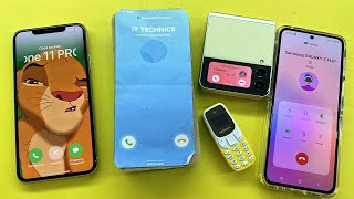 IncomingOutgoing Call IPhone 11 Pro Max vs Samsung Z Flip3Samsung Z Flip5  IPhone Wooden  Nokia [upl. by Simsar187]