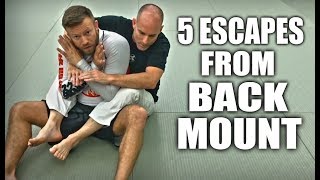 JiuJitsu Escapes  5 Ways Out of Back Mount [upl. by Nysa]