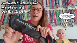 How to attach Salomon Custom Quiver to your hydration vest Adv Skin  Sense Pro [upl. by Asselim]