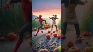 💥 Superheroes Avengers  Tomatoes Garden 🍅 shorts marvel avengers spiderman [upl. by Ib727]