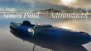 Simon Pond Adirondack Wilderness Morning Mist Kayak in 4k [upl. by Ardme114]