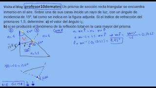 prisma refracción y reflexión total ejercicios resueltos [upl. by Crist]