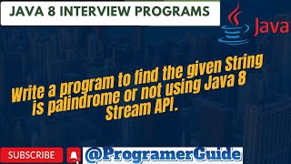 Write a program to find the given String is palindrome or not using Java 8 Stream API [upl. by Llert]