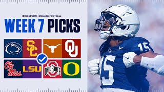 Picks for EVERY Top 25 game in College Football Full Week 7 Predictions [upl. by Akiret]