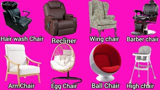 Chairs Vocabulary  Chair Name in English with Picture  Learning English  Listen and Speak [upl. by Llerrah146]