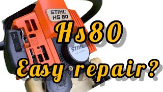 how to repair a Stihl hs80 hedge trimmer pull cord [upl. by Gazzo]