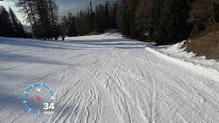 34mph skiing FAST down whole RED AIGLE from top of Vallandry lift  Les Arcs GoPro HD POV Mar 2023 [upl. by Lula]