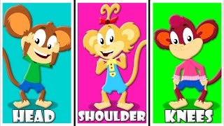 Head Shoulders Knees And Toes  Nursery Rhyme Songs  Monkey Rhymes [upl. by Azeret908]