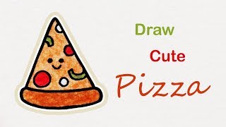 How to draw a cute Pizza  Step by step art for kids [upl. by Nagap711]