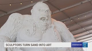 Sculptors turn sand into art on Clearwater Beach [upl. by Bacon]