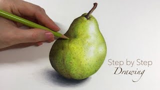 DRAWING A PEAR  Step By Step  Prismacolor Pencils [upl. by Thamora]