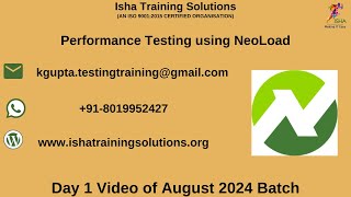 Performance Testing using NeoLoad Day 1 By Saravanan sir on 27th Aug 2024 [upl. by Nace]