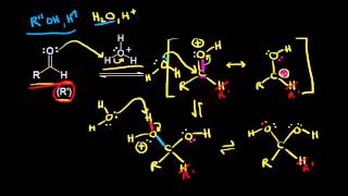 Acid and base catalyzed formation of hydrates and hemiacetals  Organic chemistry  Khan Academy [upl. by Essie668]