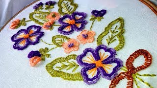 Hand Embroidery  KashmiriKashida Embroidery with Chain Stitch flower design [upl. by Ahsinik]