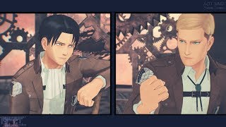 【進撃のMMD】”Stimelaquot  Levi amp Erwin ゴロリと分隊長が歌い踊る [upl. by Adnic418]