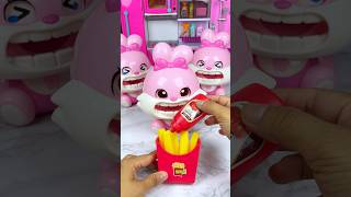 Triplet Rabbits Eating Fries Set Toys Satisfying With Unboxing ASMR Videos [upl. by Hild]